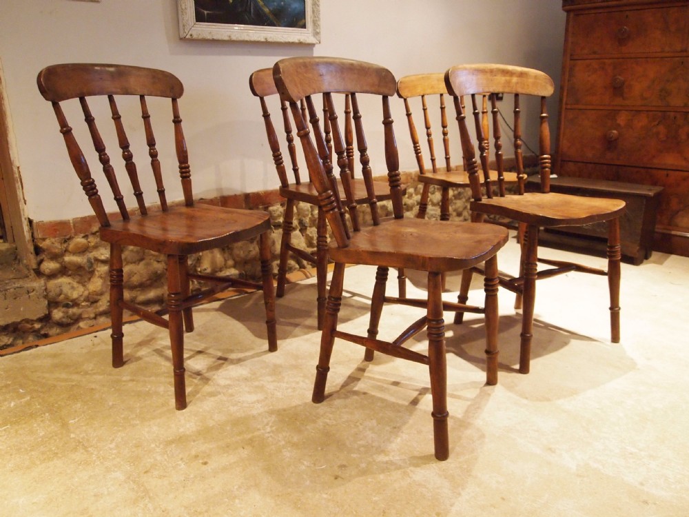 Chairs set of five Victorian Windsor kitchen chairs c1880 View II