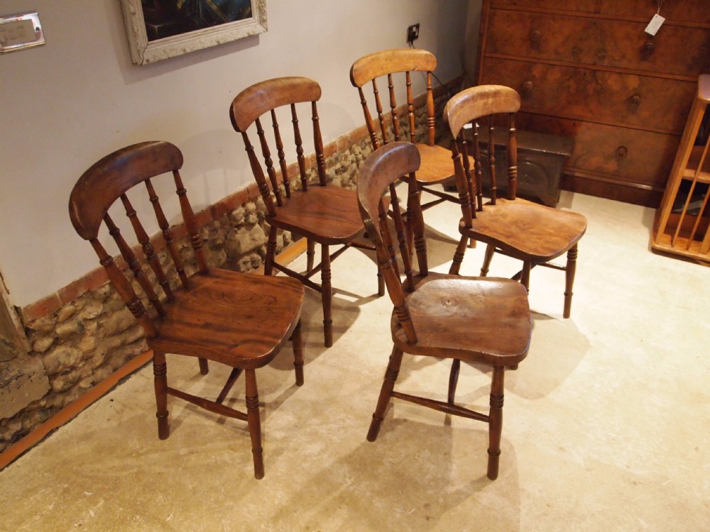 Chairs set of five Victorian Windsor kitchen chairs c1880 View IV