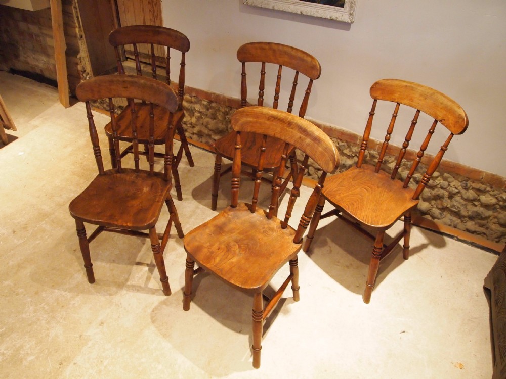 Chairs set of five Victorian Windsor kitchen chairs c1880 View V