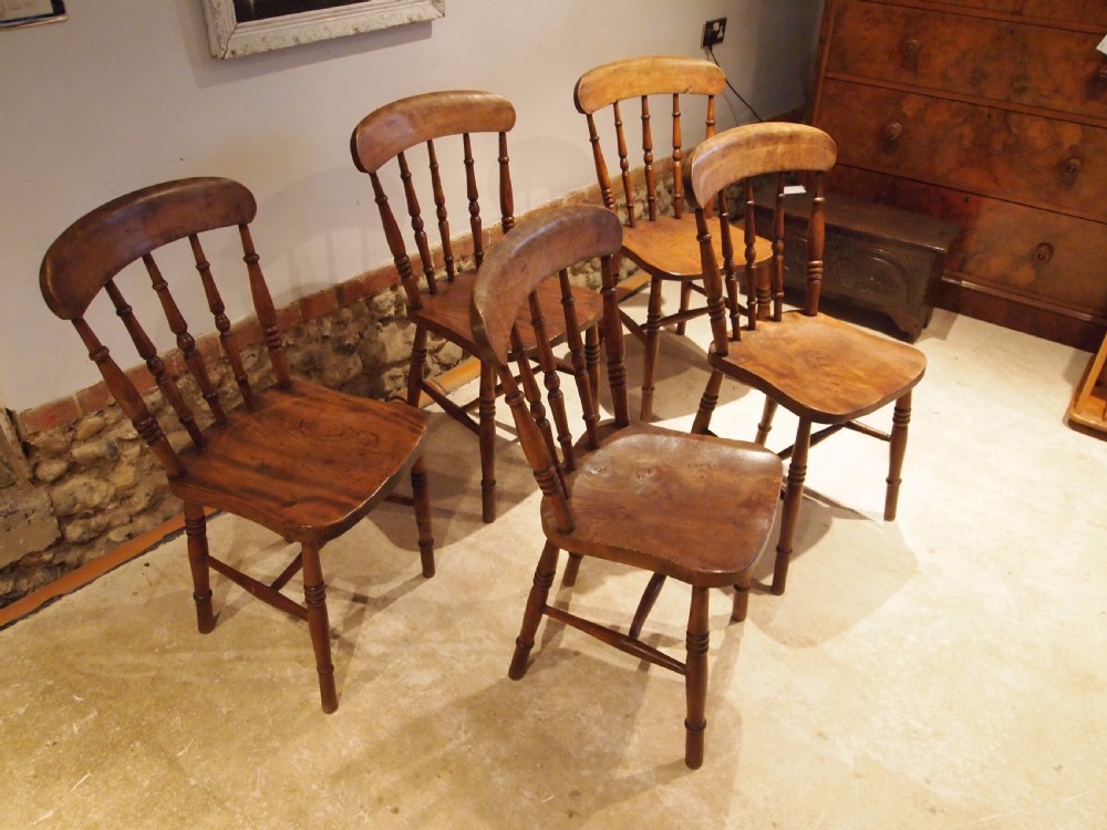 Chairs set of five Victorian Windsor kitchen chairs c1880 View VII