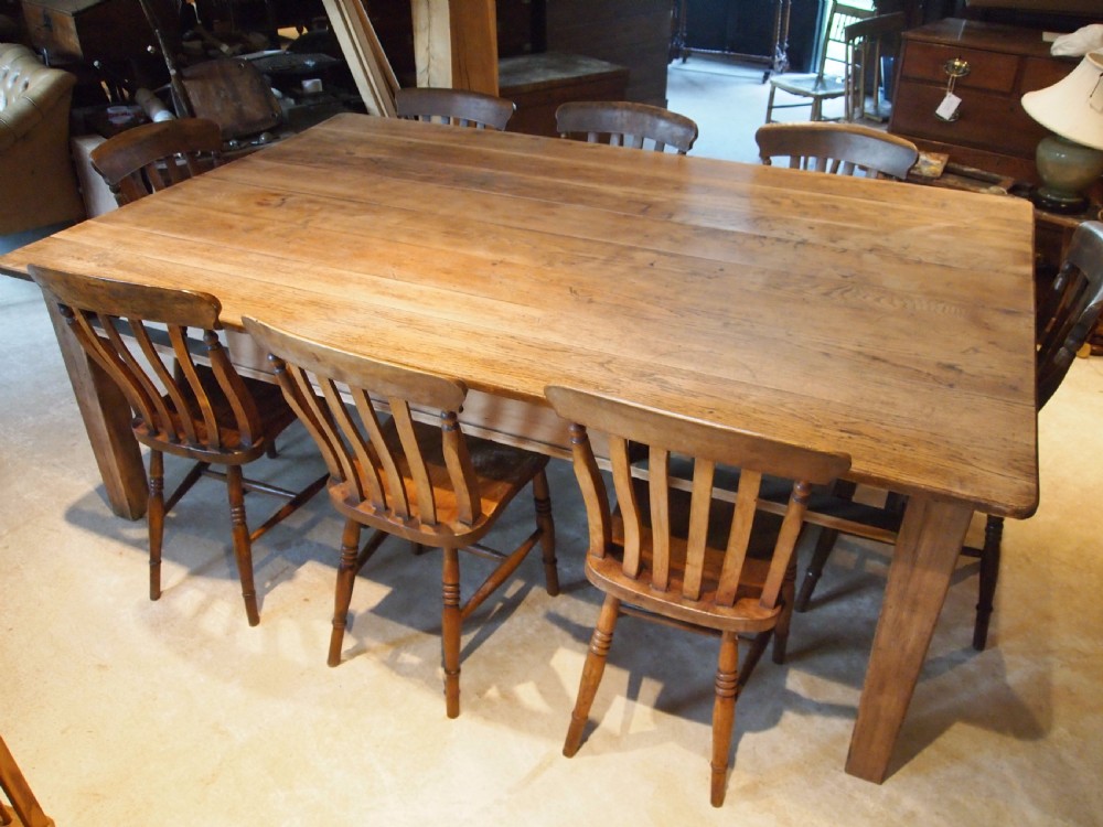 Table refectory Norfolk farmhouse dining Oak seats 10 c1910 View IX