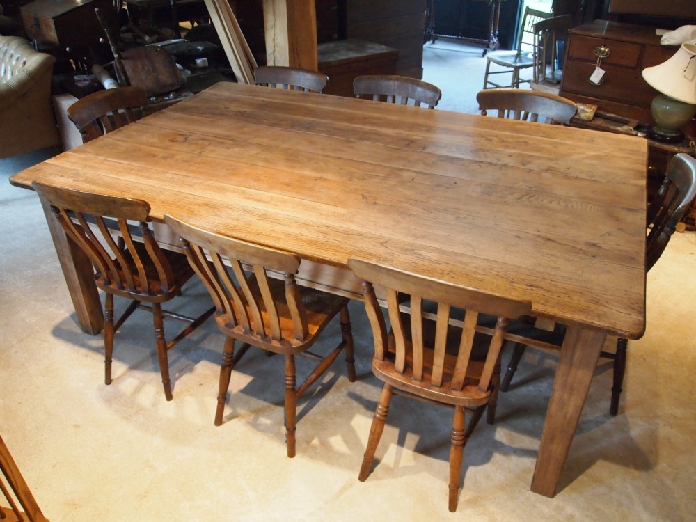 Table refectory Norfolk farmhouse dining Oak seats 10 c1910