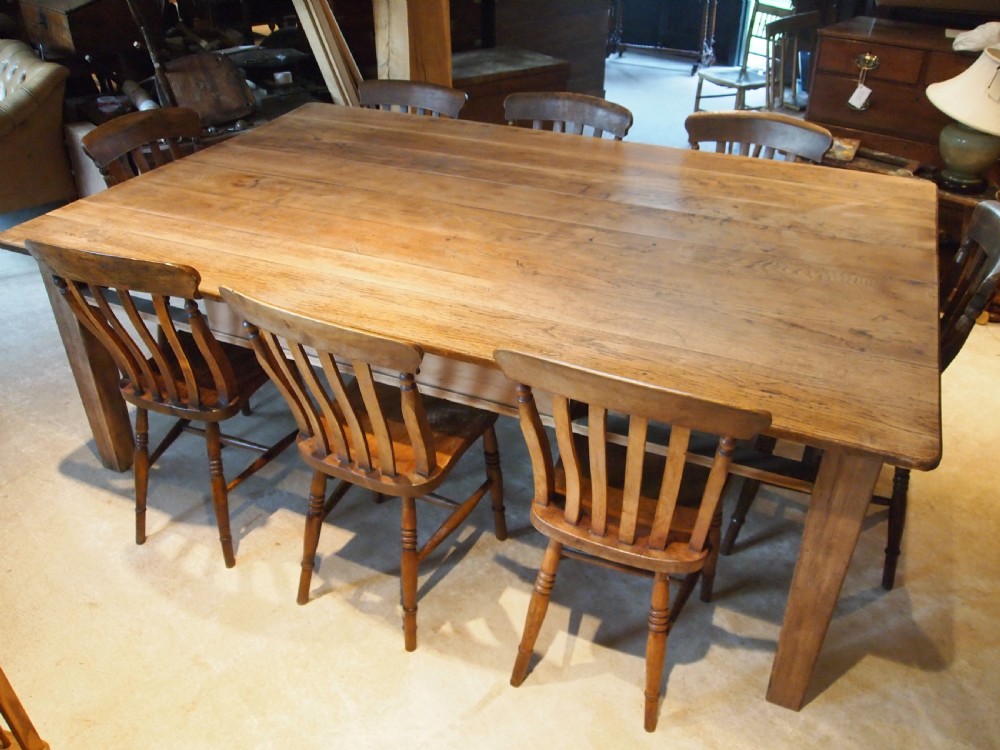 Table refectory Norfolk farmhouse dining Oak seats 10 c1910 View VI