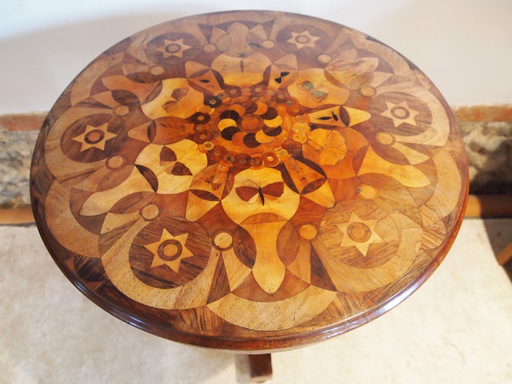 Table rare stunning specimen inlaid lamp hall side c1830