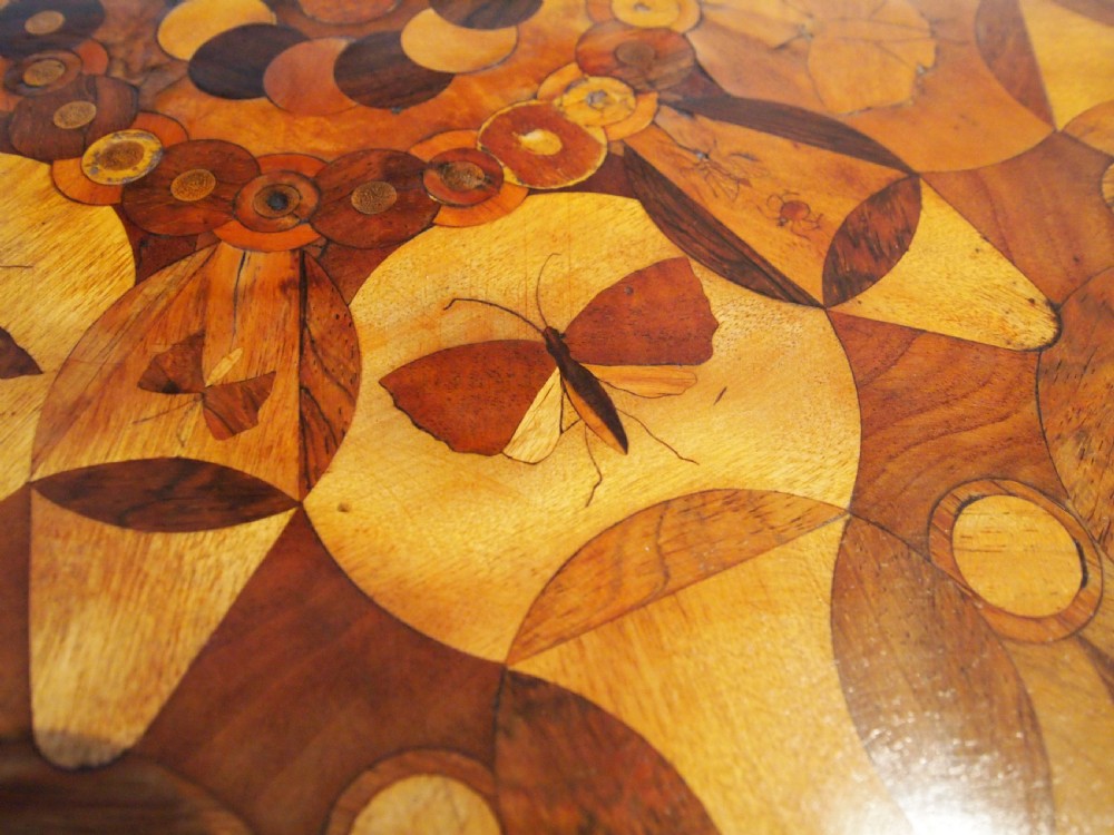 Table rare stunning specimen inlaid lamp hall side c1830 View II