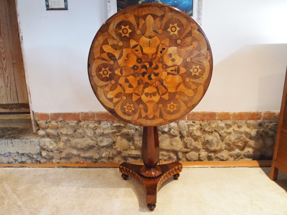 Table rare stunning specimen inlaid lamp hall side c1830 View VII