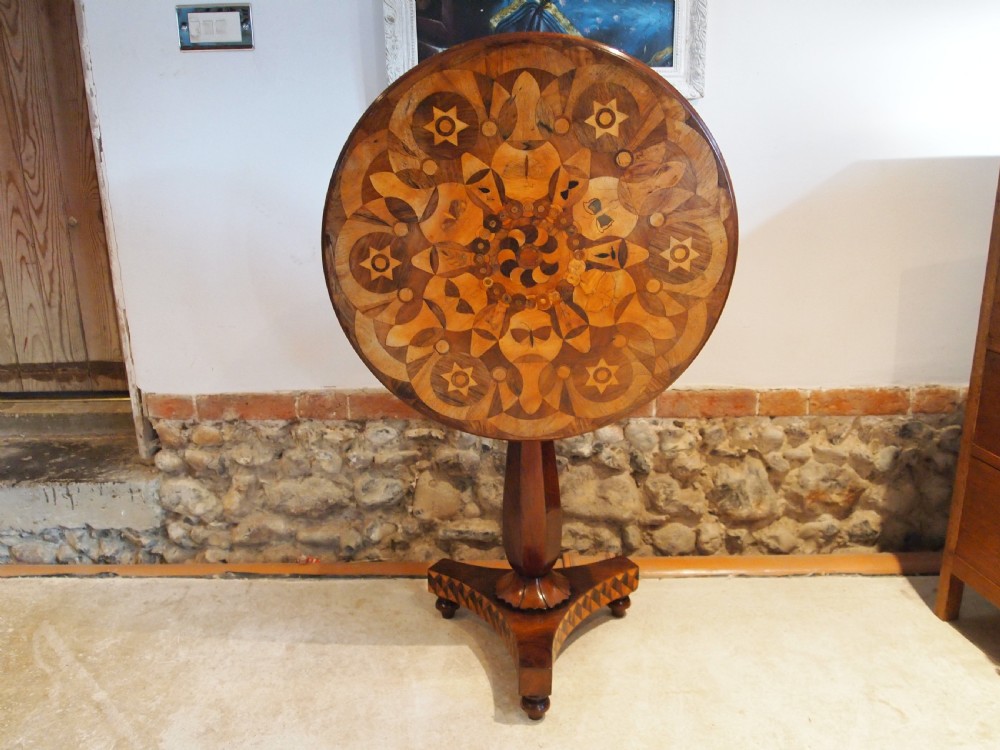 Table rare stunning specimen inlaid lamp hall side c1830 View XIV