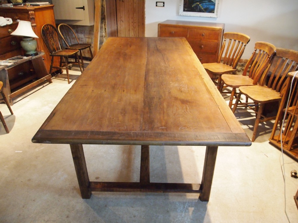 Table farmhouse refectory dining Oak and Sycamore c1880 View IV
