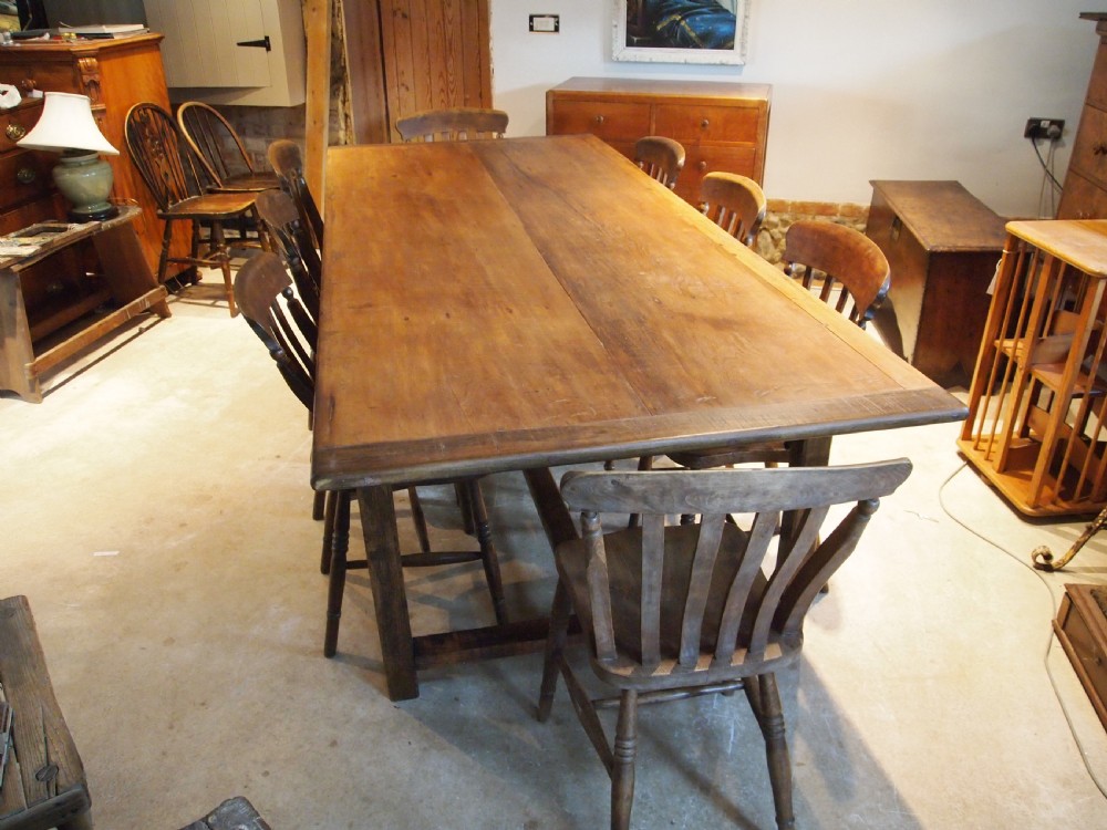 Table farmhouse refectory dining Oak and Sycamore c1880 View VI