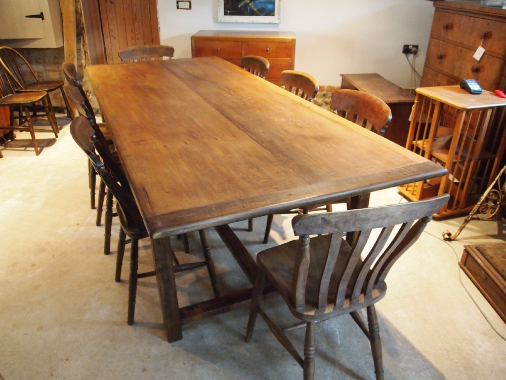 Table farmhouse refectory dining Oak and Sycamore c1880 View XI