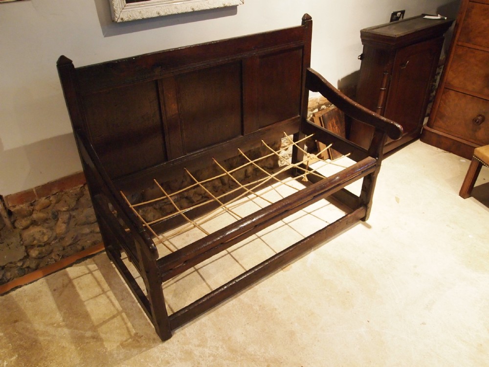 Settle bench rare stunning small Charles II Oak c1660 View VI