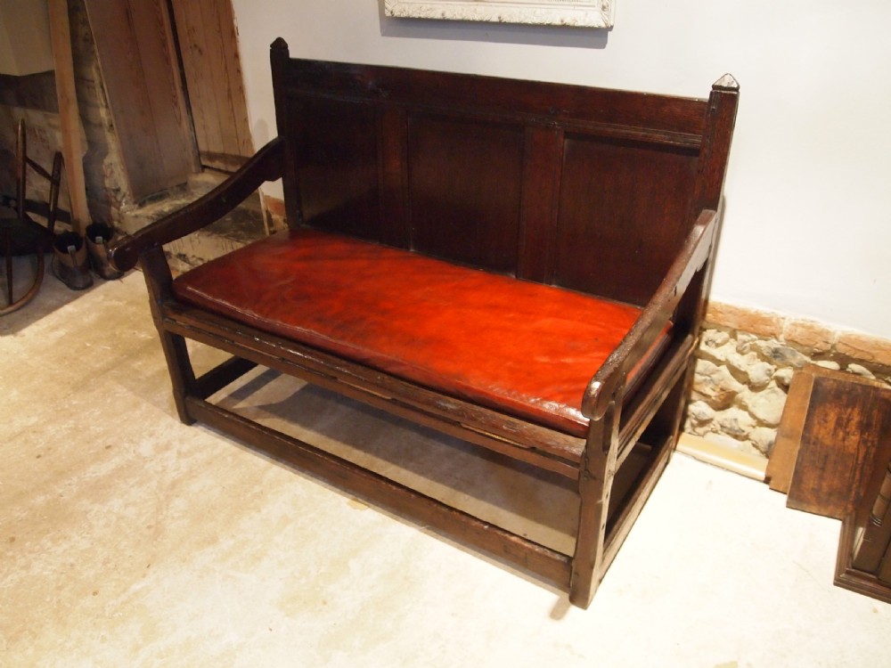 Settle bench rare stunning small Charles II Oak c1660 View IX