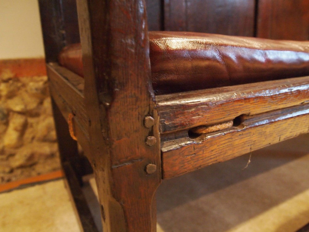 Settle bench rare stunning small Charles II Oak c1660 View XI