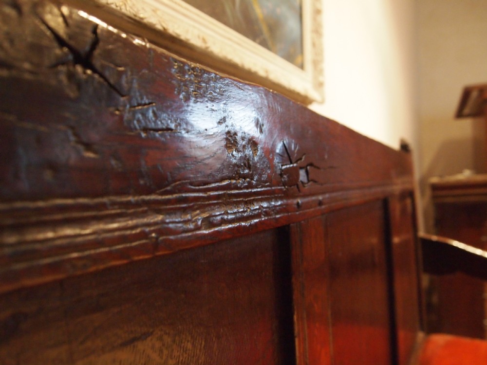 Settle bench rare stunning small Charles II Oak c1660 View XII