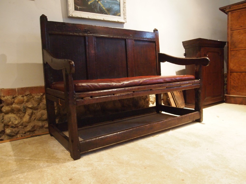 Settle bench rare stunning small Charles II Oak c1660 View XIII