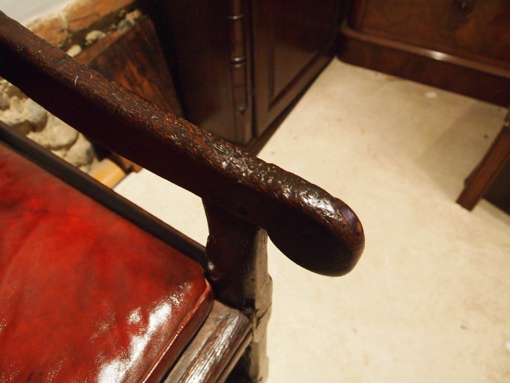 Settle bench rare stunning small Charles II Oak c1660 View XIV