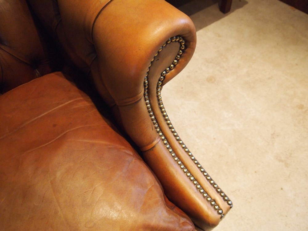 Sofa settee pair of leather George III style c1920 View II