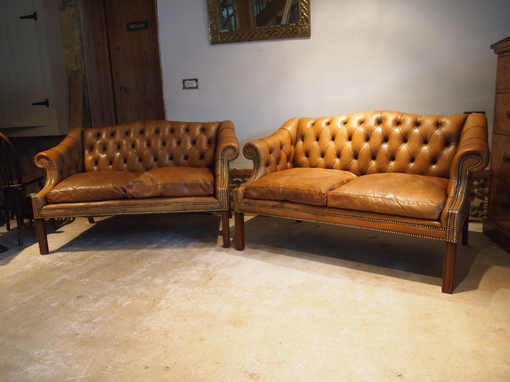 Sofa settee pair of leather George III style c1920 View VI