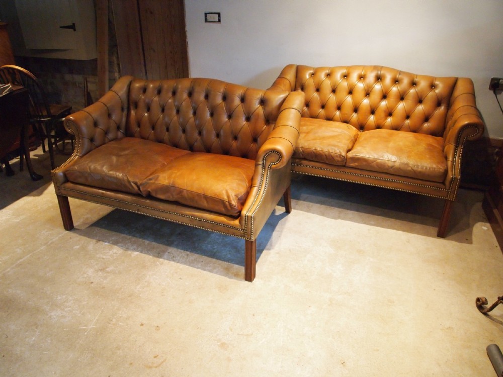 Sofa settee pair of leather George III style c1920 View X