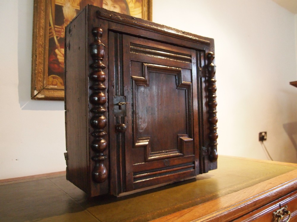 Cupboard cabinet Oak Charles II spice hanging c1670