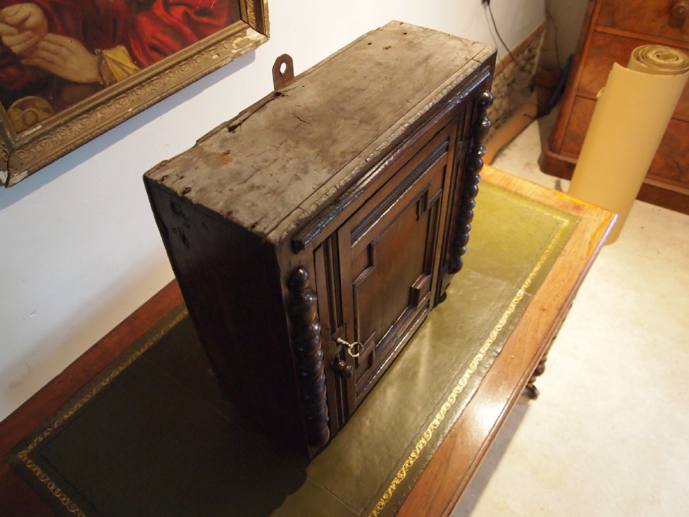 Cupboard cabinet Oak Charles II spice hanging c1670 View III