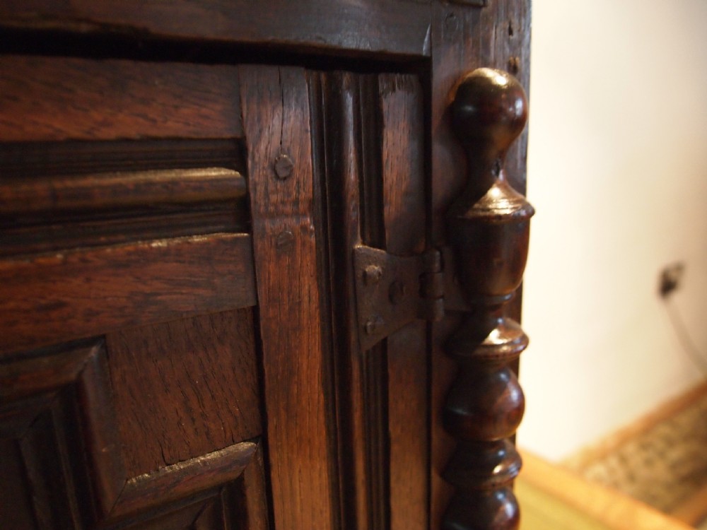 Cupboard cabinet Oak Charles II spice hanging c1670 View IV