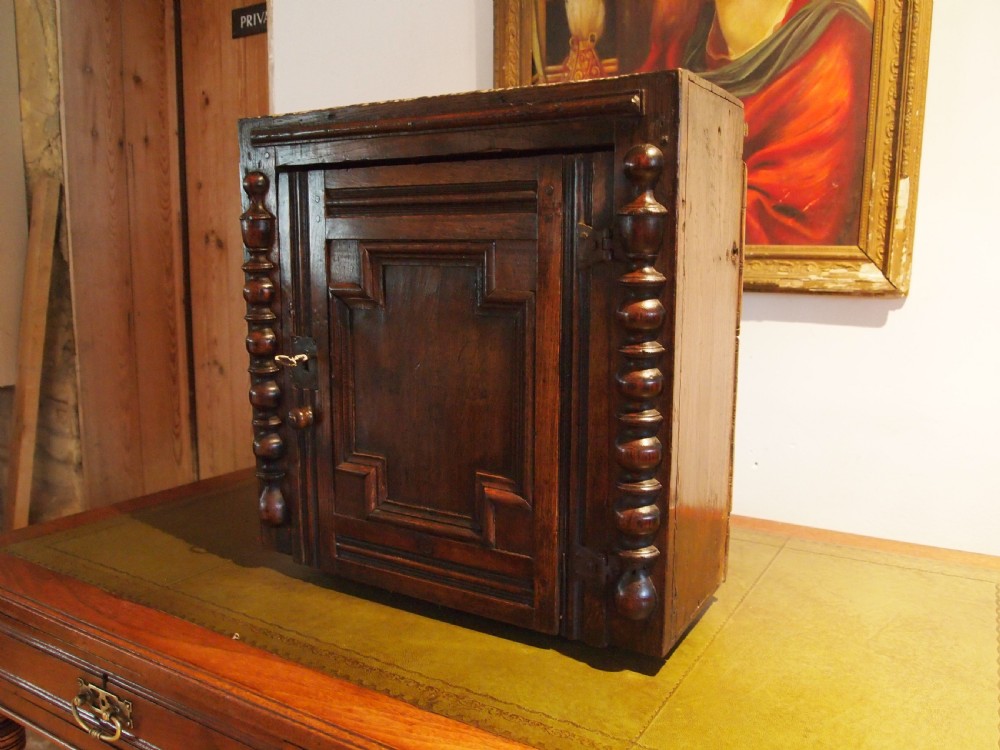 Cupboard cabinet Oak Charles II spice hanging c1670 View X