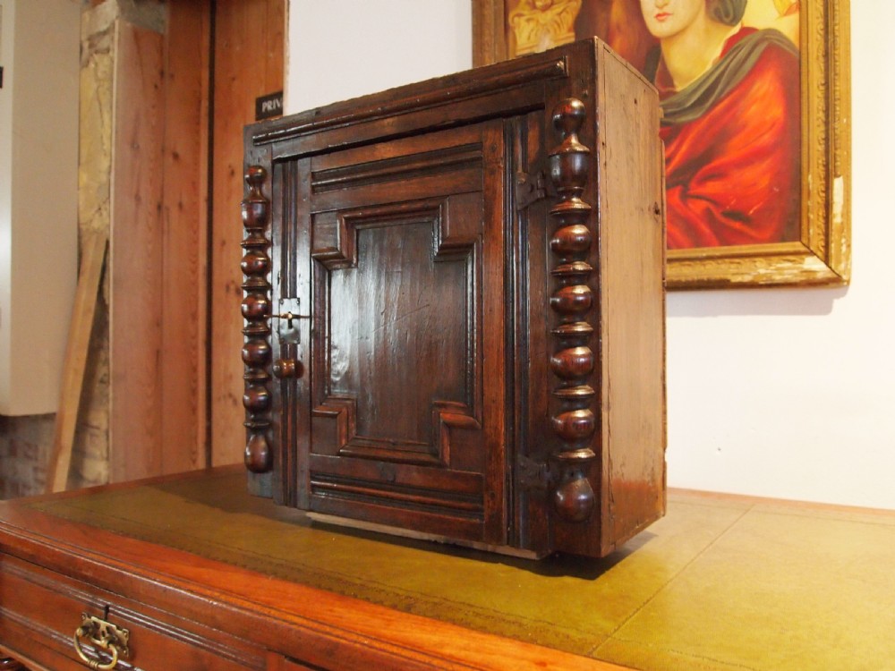 Cupboard cabinet Oak Charles II spice hanging c1670 View XIV