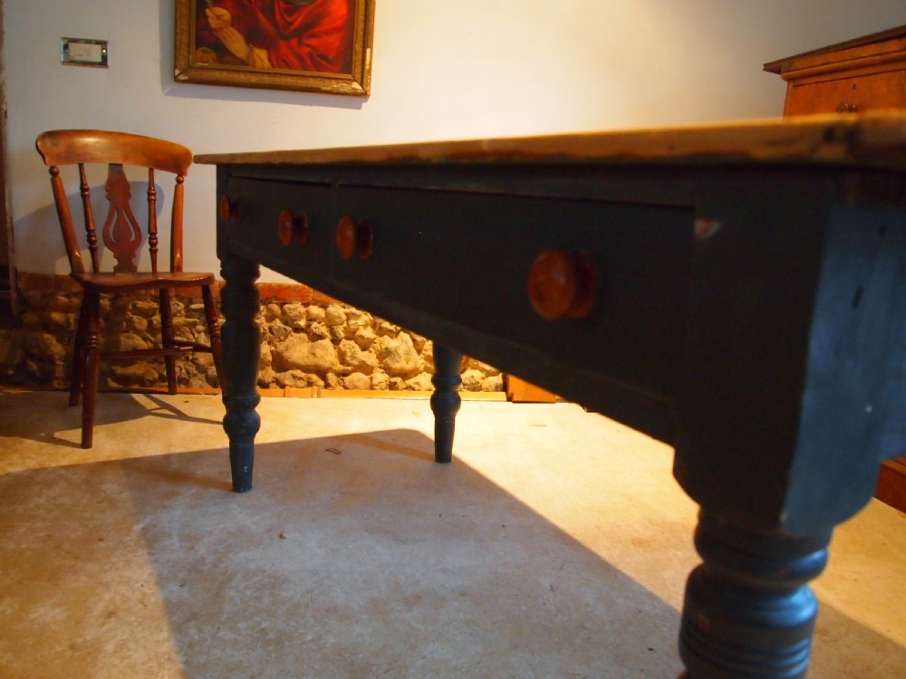 Table Victorian Pine scrub top farmhouse dining table c1880 View V