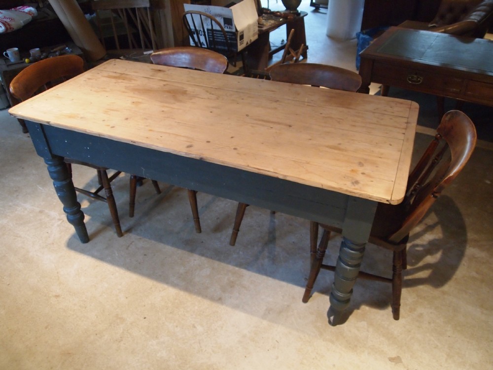 Table Victorian Pine scrub top farmhouse dining table c1880 View VII
