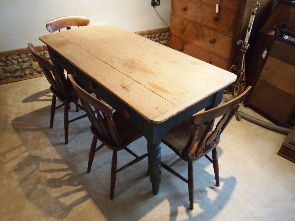 Table Victorian Pine scrub top farmhouse dining table c1880 View VIII