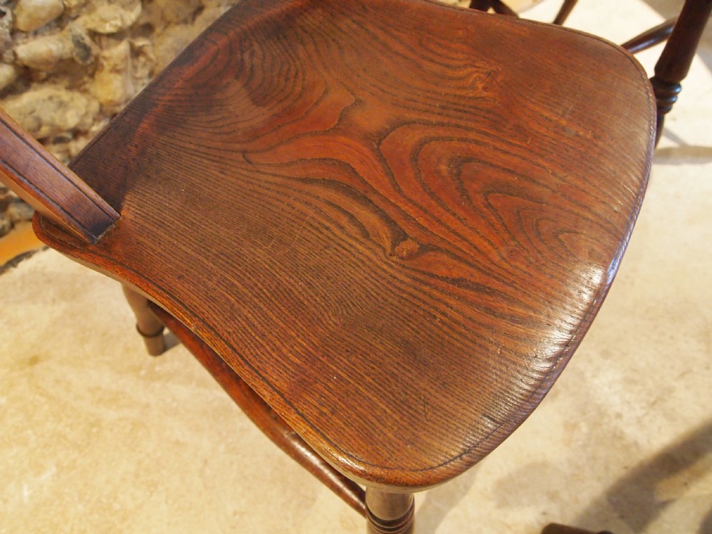 Chairs rare set of 6 Victorian Windsor kitchen knifebacks Elm c1870 View V