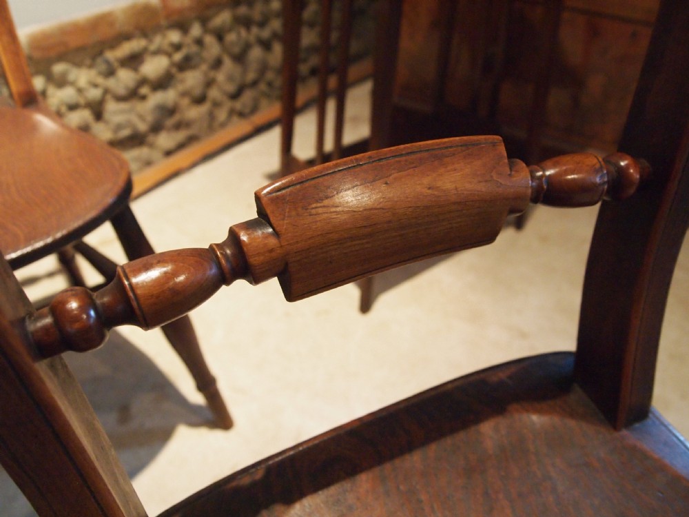 Chairs rare set of 6 Victorian Windsor kitchen knifebacks Elm c1870 View VI