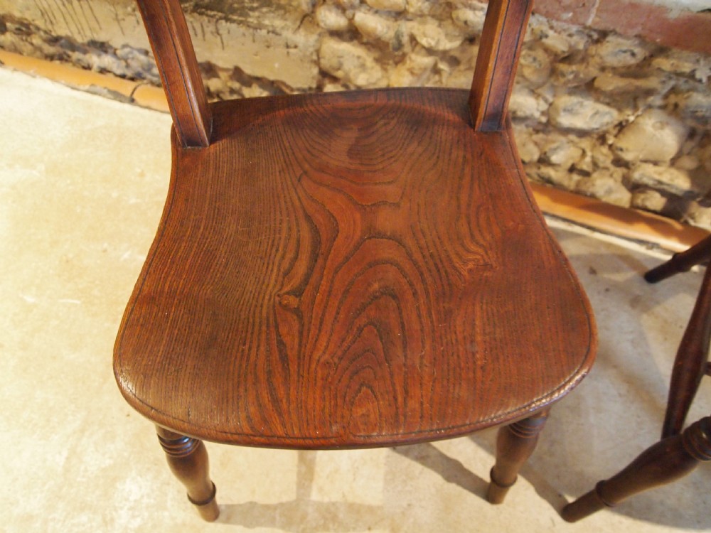 Chairs rare set of 6 Victorian Windsor kitchen knifebacks Elm c1870 View VIII