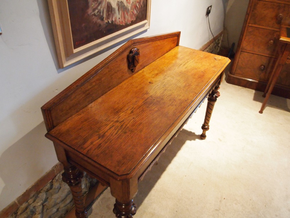 Table Hall lamp console slim Victorian Oak c1850 View II
