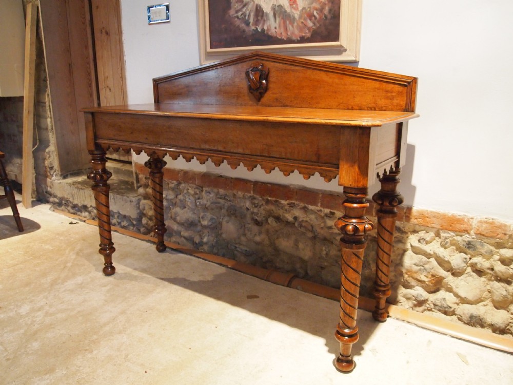 Table Hall lamp console slim Victorian Oak c1850 View VI