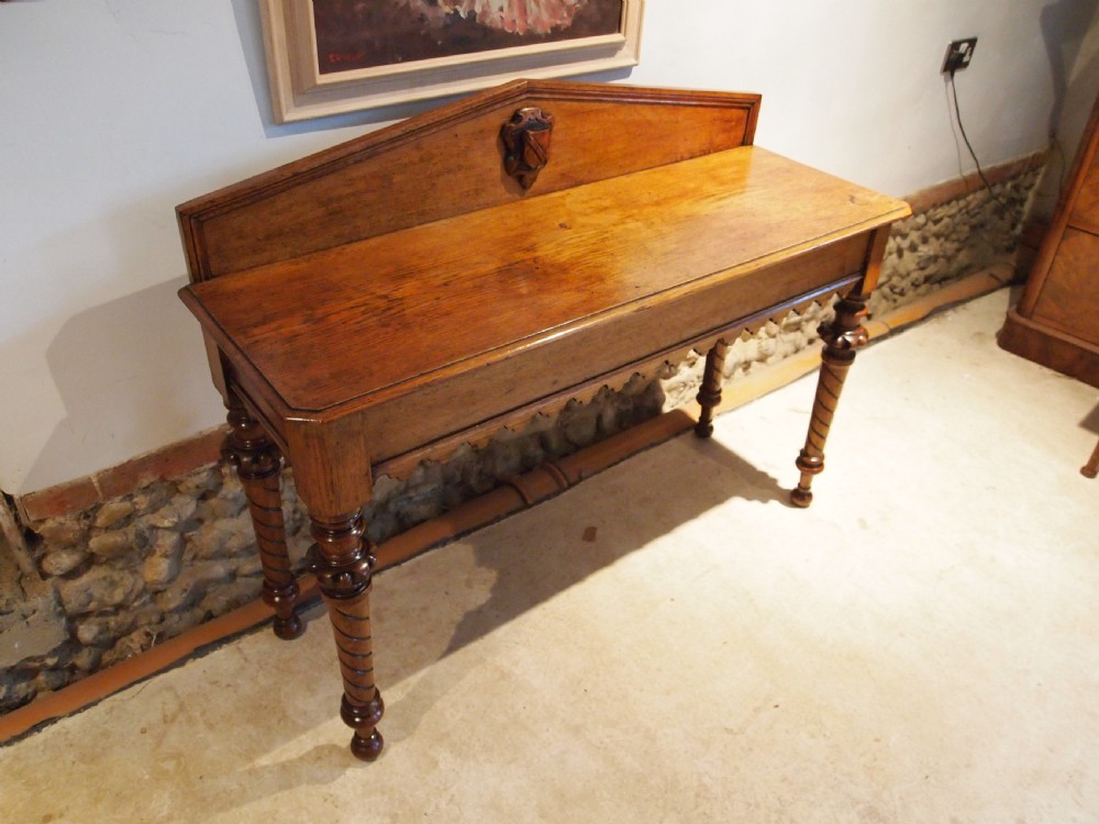 Table Hall lamp console slim Victorian Oak c1850 View VII