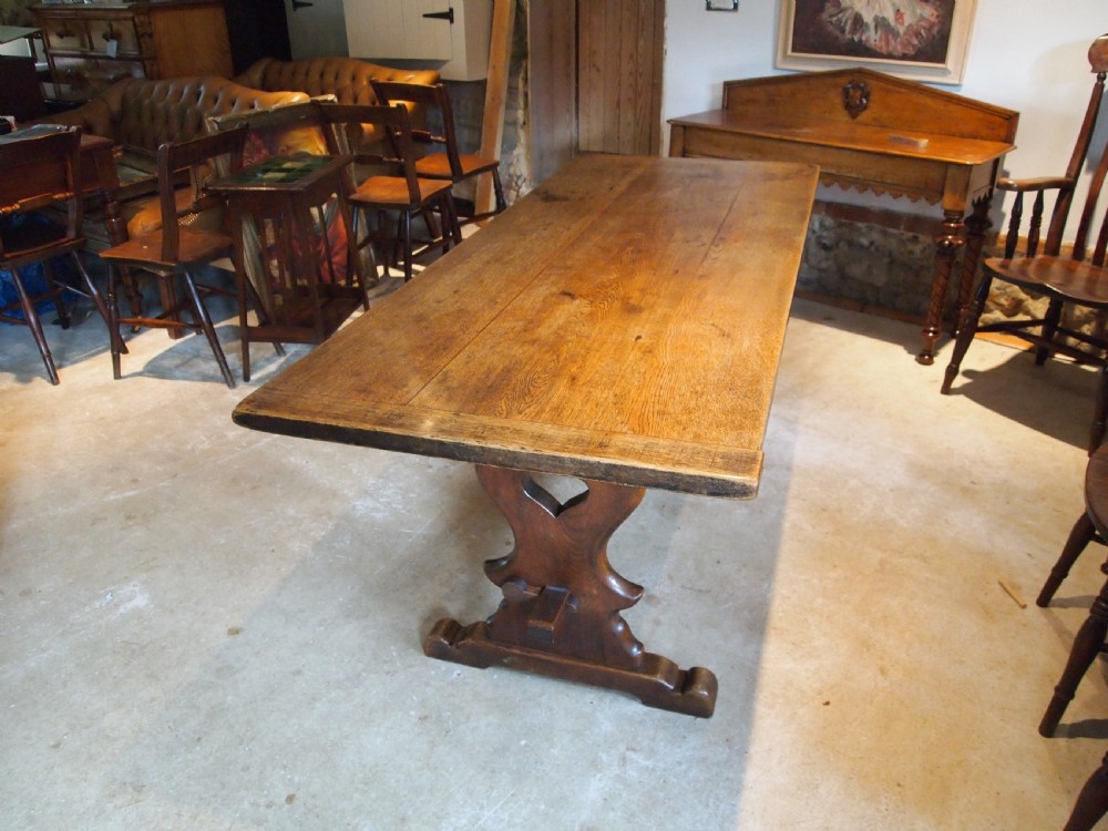 Table Oak refectory farmhouse dining table c1920 View V
