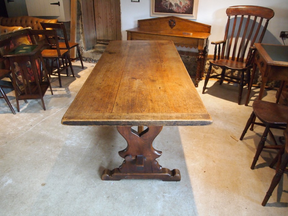 Table Oak refectory farmhouse dining table c1920 View IX