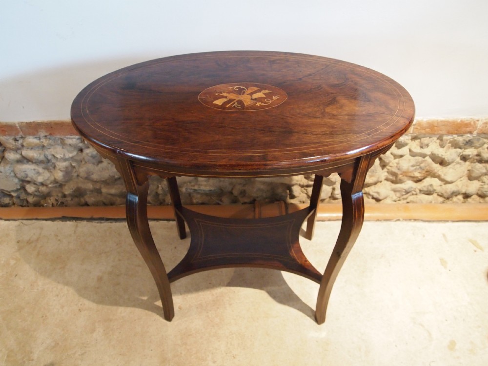 Table hall side lamp Victorian Rosewood inlaid c1880 View II
