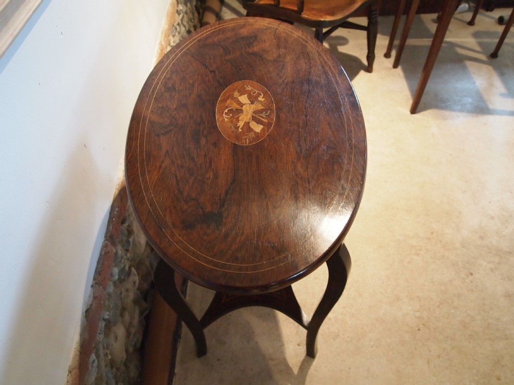 Table hall side lamp Victorian Rosewood inlaid c1880 View III