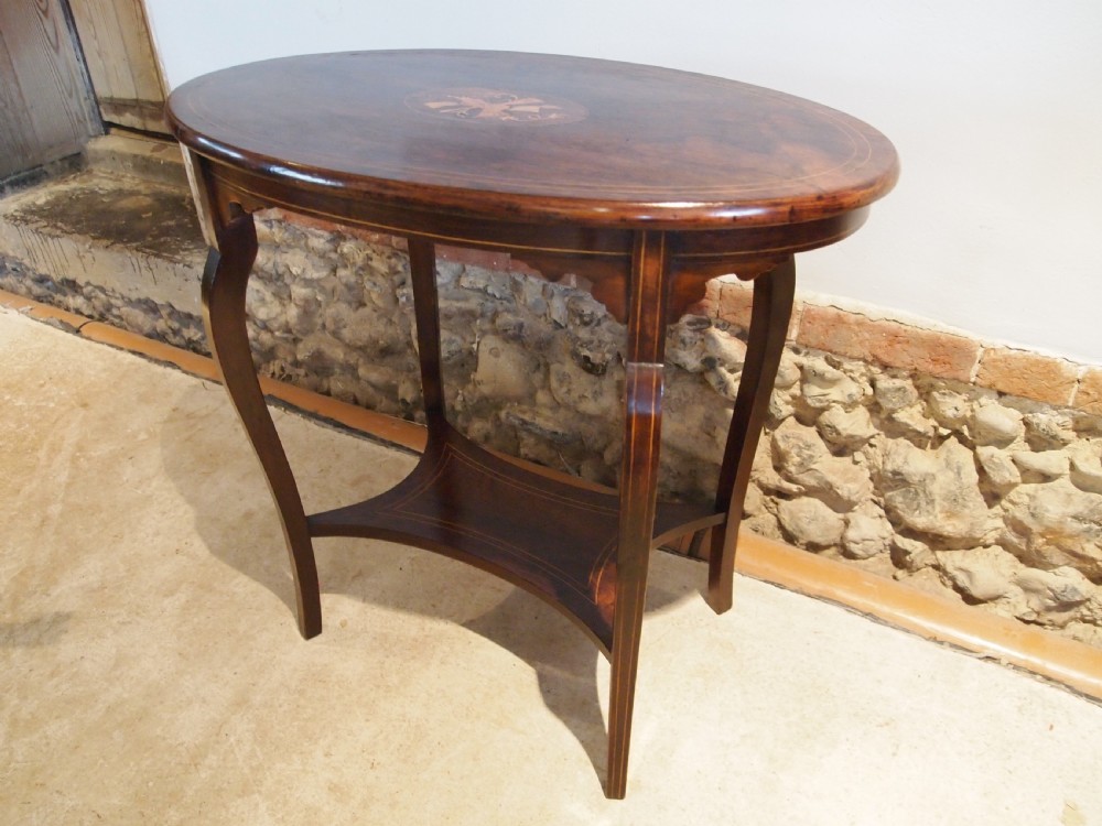 Table hall side lamp Victorian Rosewood inlaid c1880 View VI