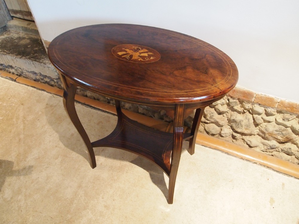 Table hall side lamp Victorian Rosewood inlaid c1880 View VII