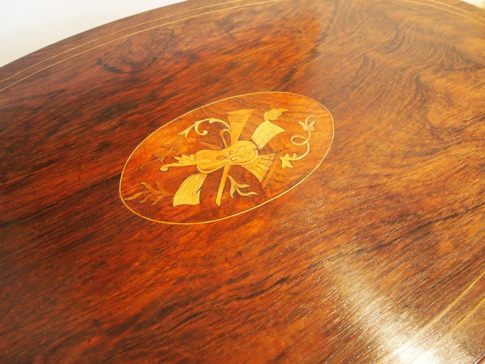 Table hall side lamp Victorian Rosewood inlaid c1880 View VIII
