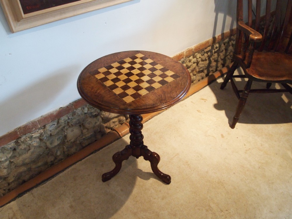 Table side hall lamp Walnut and inlaid games c1880 View IV