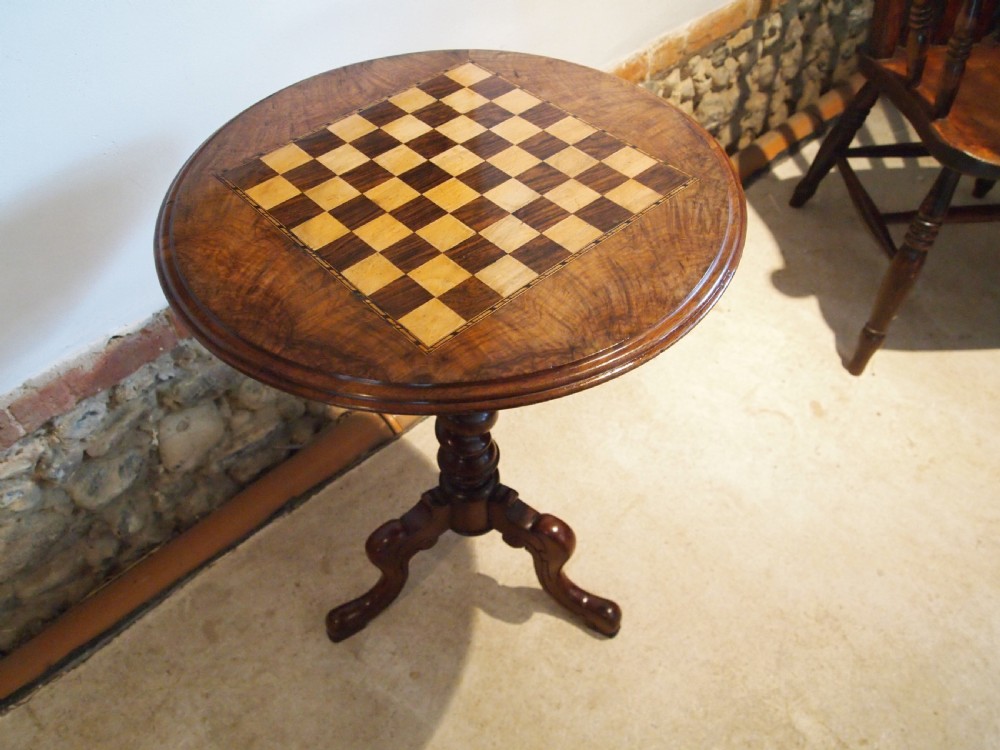 Table side hall lamp Walnut and inlaid games c1880 View VI