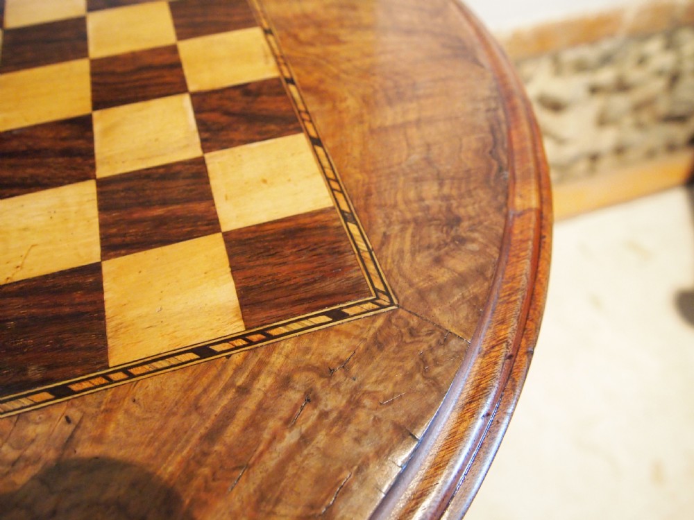 Table side hall lamp Walnut and inlaid games c1880 View VIII