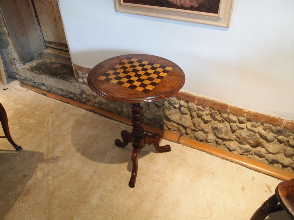 Table side hall lamp Walnut and inlaid games c1880 View X