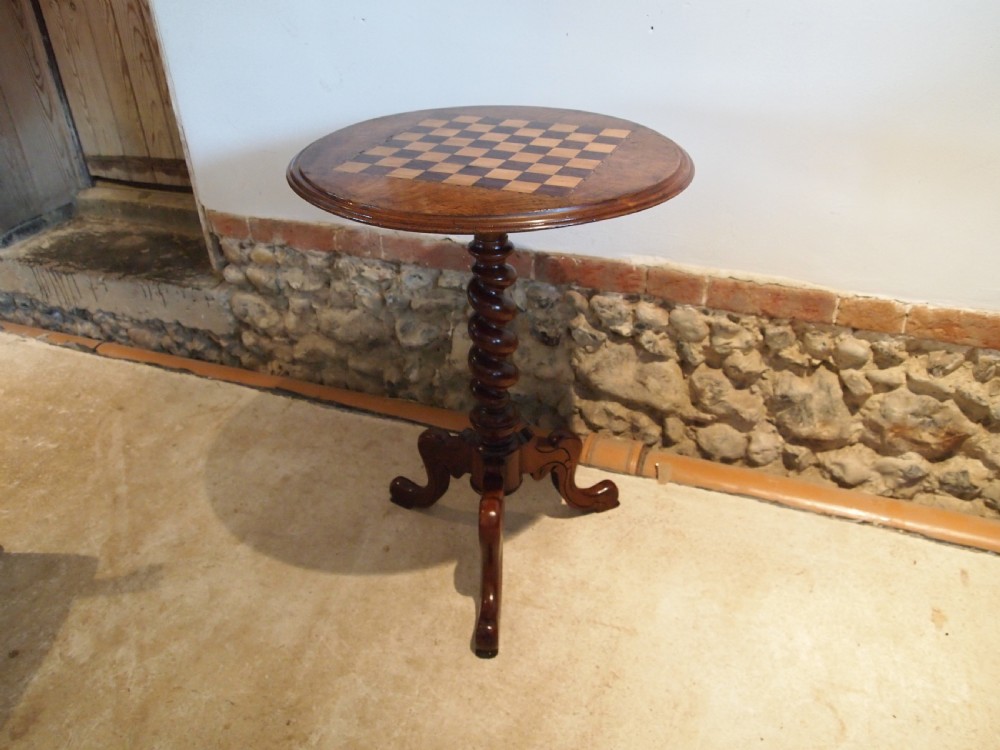 Table side hall lamp Walnut and inlaid games c1880 View XI