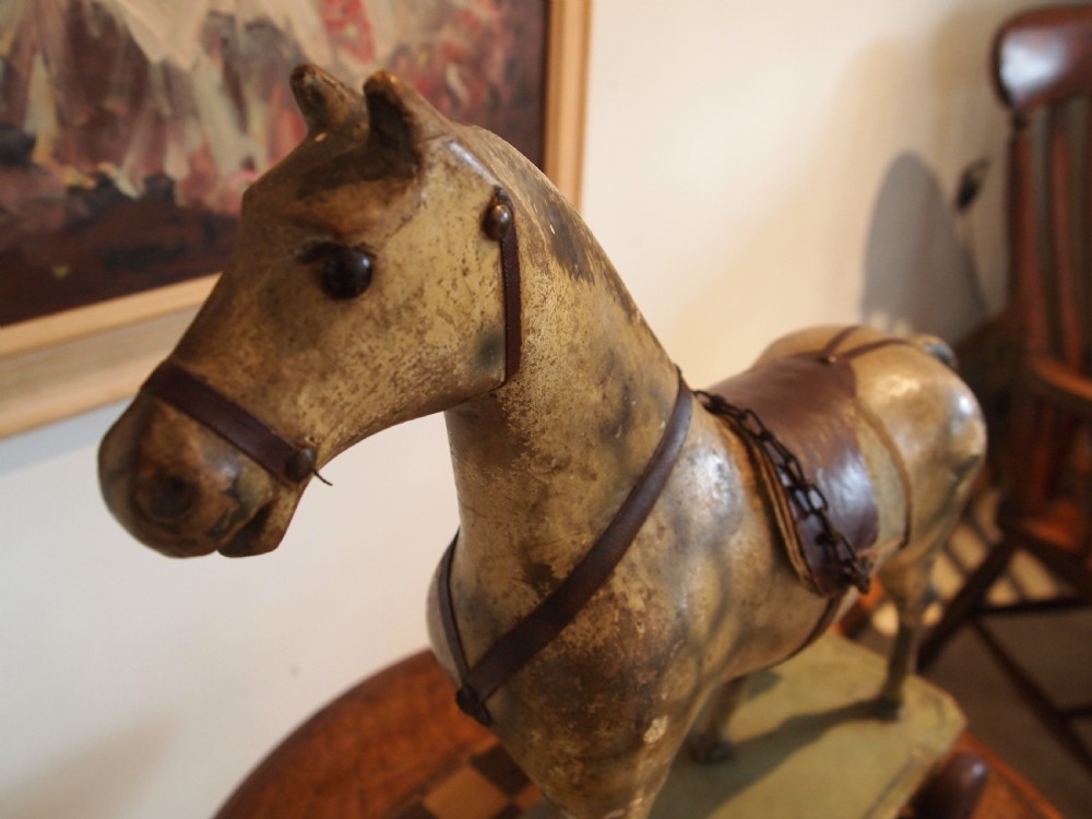 Horse Folk art pull along child's German carved wood c1910 View VII